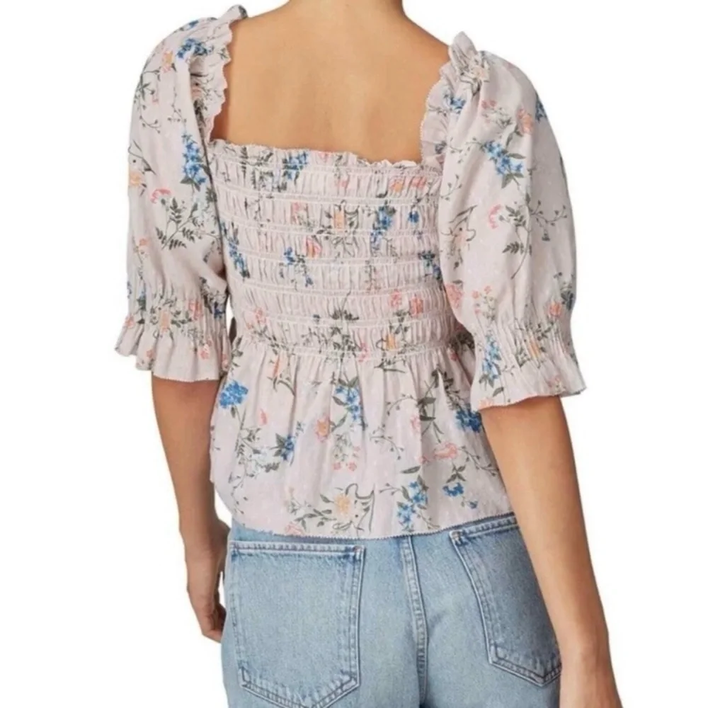 LAST CHANCE Saylor Shirt Womens Pink COTTON Floral Peplum Clover Blouse top - Picture 2 of 8